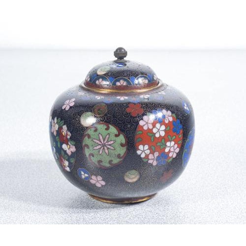 Cloisonné Teapot and Sugar Bowl with Floral Decor, Set of 2 For Sale - Image 12 of 18
