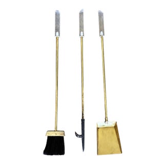 Vintage Brass & Lucite Fireplace Tool Set For Sale
