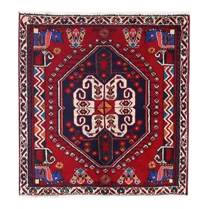 Fine Hand Knotted Persian Square Abadeh Rug