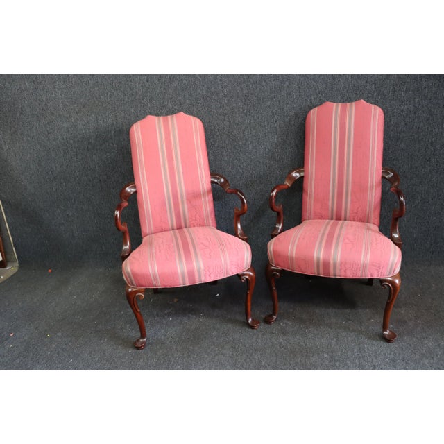 Southwood Queen Anne Style Mahogany Upholstered Open Armchairs - a Pair For Sale - Image 10 of 11