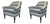 Blue Stripe Chairs With Turned Legs - Pair. For Sale