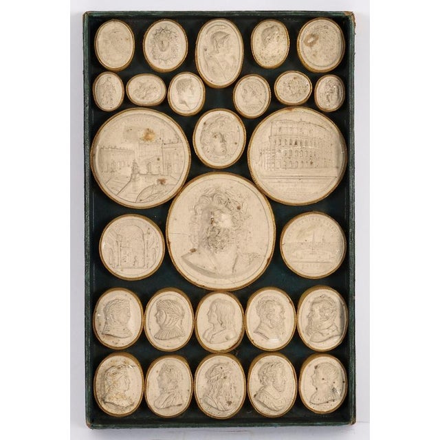 Antique 18th Century Grand Tour Plaster Intaglios in Leather & Marble from Pietro Bracci For Sale - Image 4 of 10