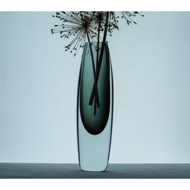 A striking handblown Sommerso art glass vase, designed and signed by Gunnar Nylund in collaboration with Asta Strömberg...