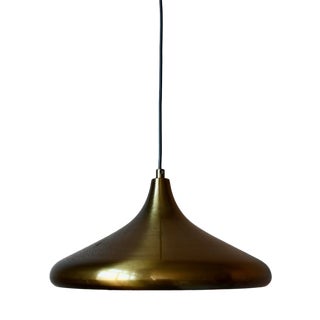 Space Age Pendant Light in Brushed Brass with Copper Interior, 1970s For Sale