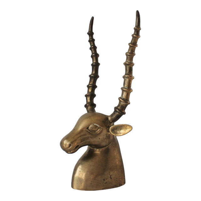 Vintage Brass Antelope Sculpture For Sale