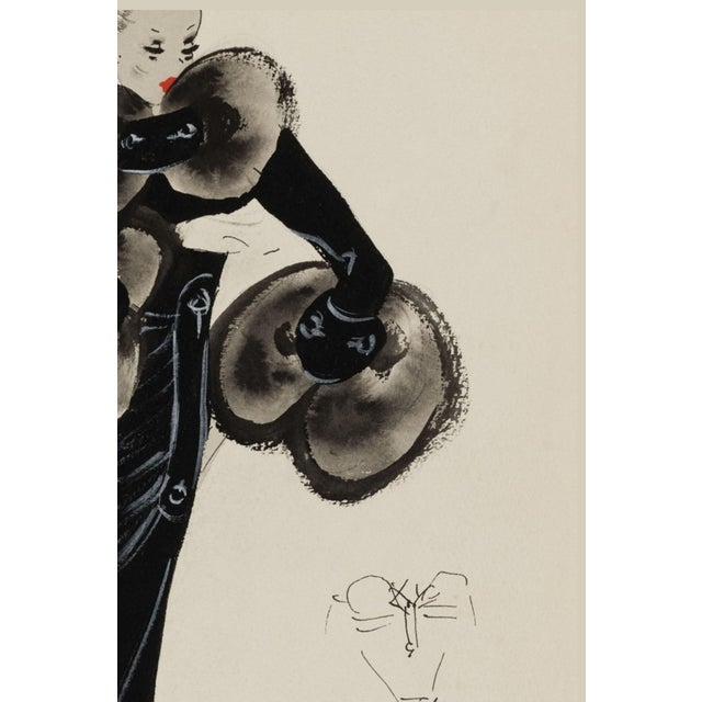 Vintage French Fashion Art Print – Black Coat With Statement Fur Trim, 18" X 24" For Sale In Buffalo - Image 6 of 9