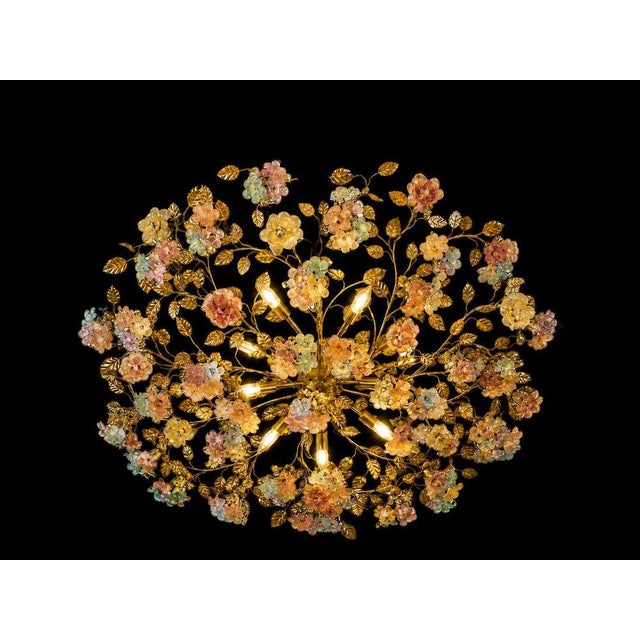 Pink Murano Glass Floral Chandelier, 1980s For Sale - Image 3 of 14