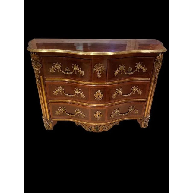 19th Century French Louis XV Kingwood, Tulipwood and Ormolu Chest of Drawers For Sale - Image 3 of 16