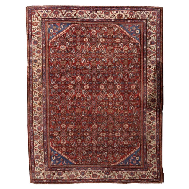 Red 1900s Hand Made Antique Persian Mahal Rug For Sale - Image 8 of 8