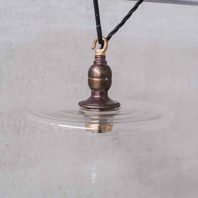 Metal Mid-Century Pendant Light with Circular Clear Glass Shade For Sale - Image 7 of 7