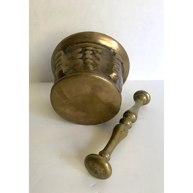 Late 19th Century 19th Century Solid Brass Mortar and Pestle Set For Sale - Image 5 of 8