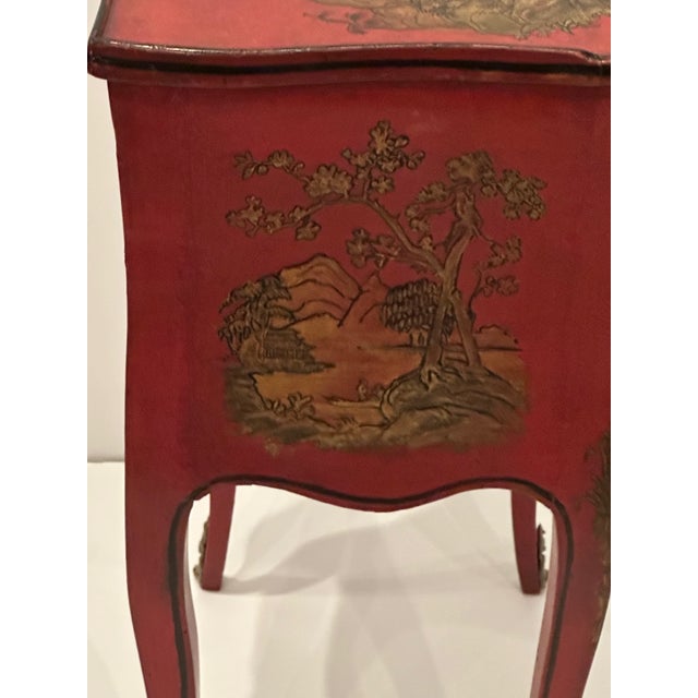 Red Red & Gold Chinoiserie Antique End Table For Sale - Image 8 of 10