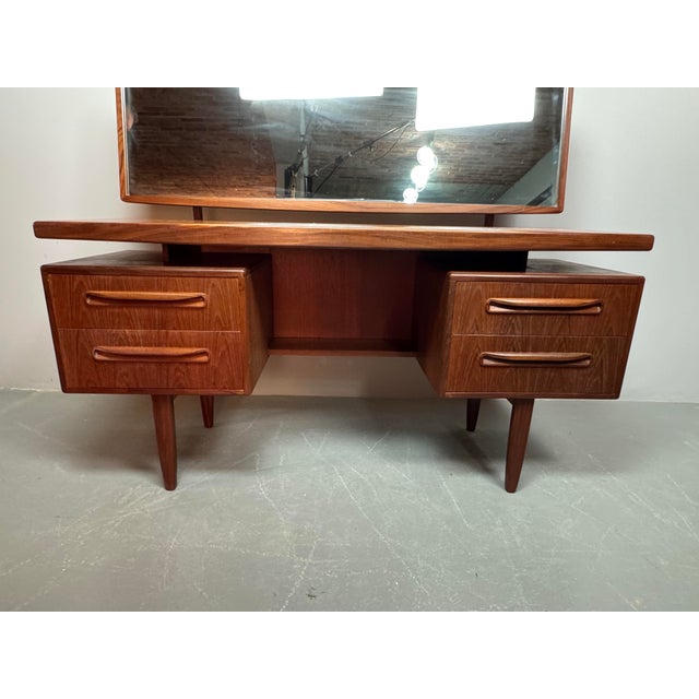 Mid-Century Teak Fresco Dressing Table with Cabinet and Wide Floating Mirror from G Plan, England, 1960s For Sale - Image 9 of 9