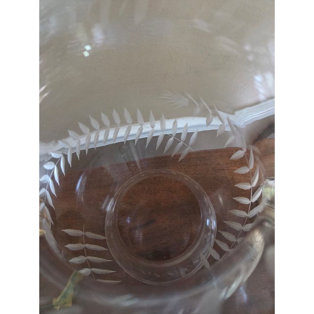 Mid 20th Century Vintage Etched Glass Hurricane For Sale - Image 5 of 11