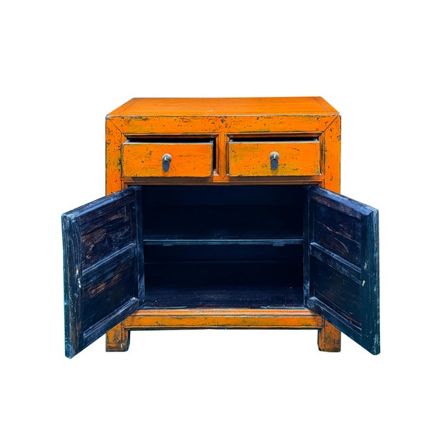 Distressed Vintage Style Weathered Orange Drawers Credenza Cabinet For Sale In San Francisco - Image 6 of 15