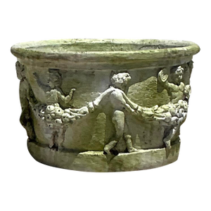 Vintage Regency Molded Fiberglass Patinated Cherub Planter