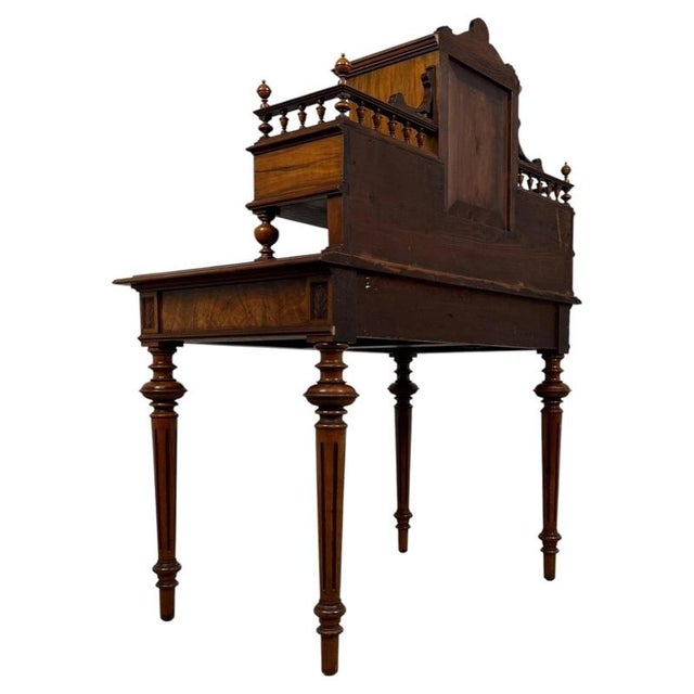 Brown 19th Century French Walnut Writing Table For Sale - Image 8 of 13