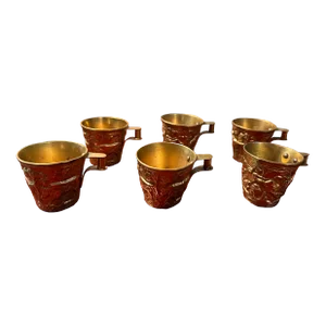 Set of 6 Vintage Greek Brass Wine Tasting Cups