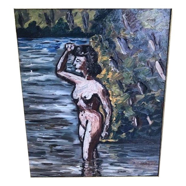 Auguste Chabaud, Nude woman in the river, Oil on Canvas For Sale