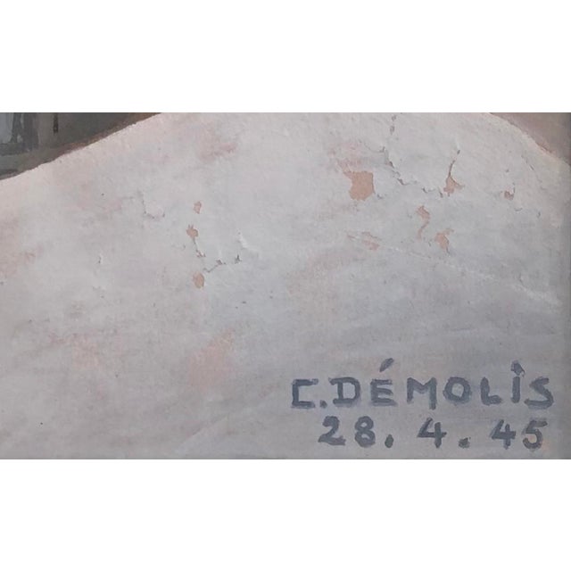 Modern C. Démolis, Toits enneigés, 1945, Oil on Cardboard, Framed For Sale - Image 3 of 10
