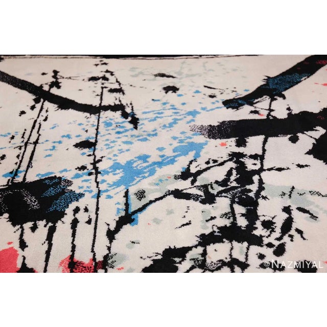 Red Nazmiyal Collection Vintage Scandinavian Ege Art Line Robert Jacobsen Rug For Sale - Image 8 of 9