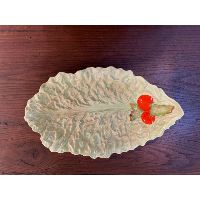 Green Early 1900s Pale Green Lettuce Leaf Serving Plate For Sale - Image 8 of 8