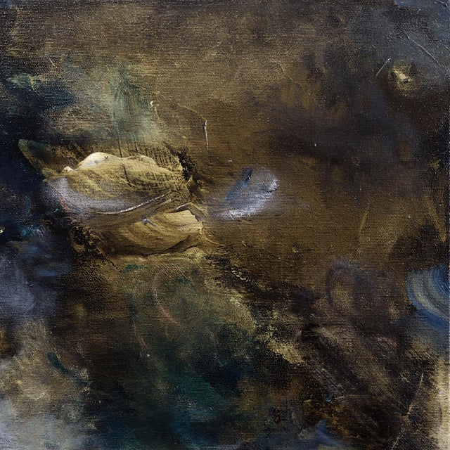 Abstract Out in the Dark - Abstract Serene Cool Tone Textural Acrylic Canvas Painting Original Artwork by Ve Boisvert For Sale - Image 3 of 9