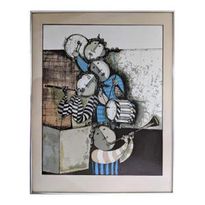 Vintage Original Graciela Rodo Boulanger Four Musicians Graphic Art Print
