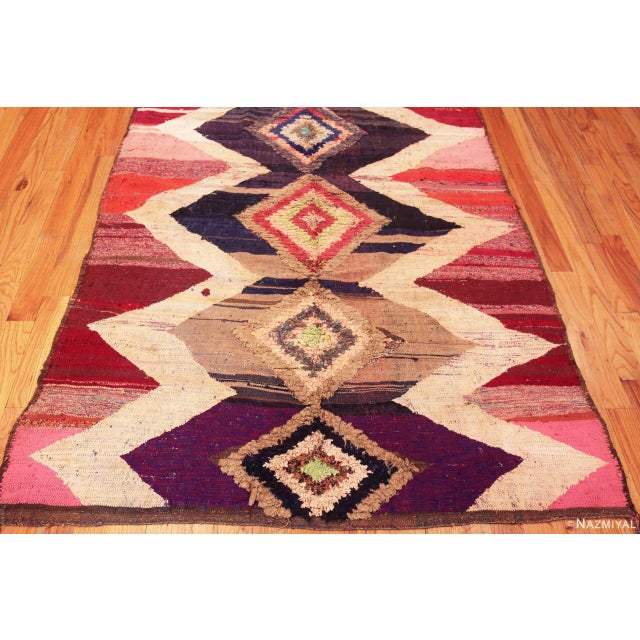 Nazmiyal Collection Vintage Moroccan Boucherouite Geometric Rug For Sale - Image 4 of 8