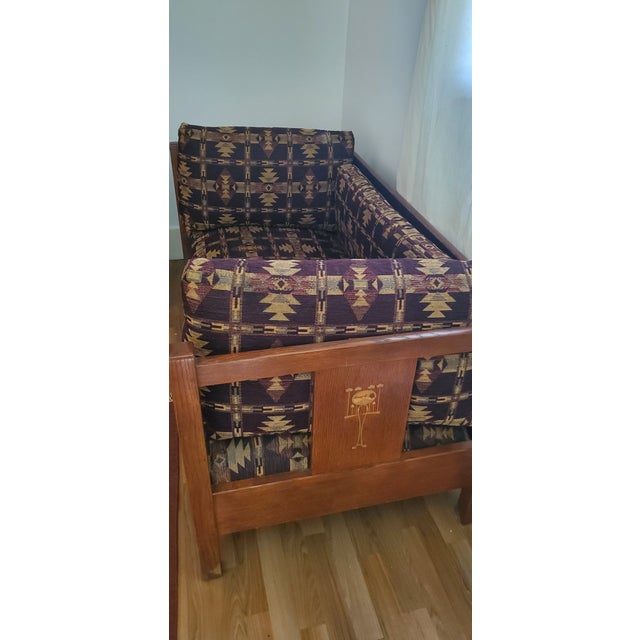 Custom made craftsman love seat. Made from quality wood and natural materials. This sort of southwest style pattern would...