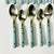 Metal 1970s Vintage Boho Chic Contemporary Stainless Steel French Blue Handle Flatware - Set of 20, Service for 4 For Sale - Image 7 of 11
