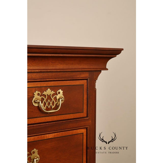 Stickley Stickley Georgian Style Banded Mahogany Tall Chest For Sale - Image 4 of 18