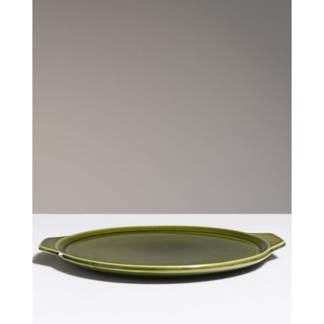 French 1970s France Forest Green Ceramic Platter For Sale - Image 3 of 15
