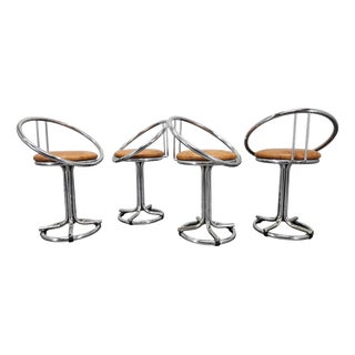 Mid-Century Space Age Chrome Dining Chairs, Italy, 1970s, Set of 4 For Sale