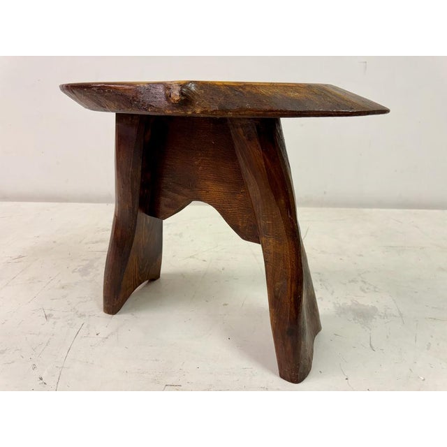 Brown Mid-Century Rustic Wooden Slab Stool, 1960s For Sale - Image 8 of 14