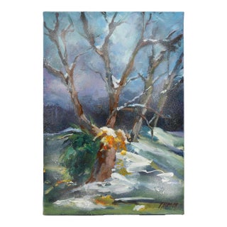 Liliane Paumier French Winter Landscape Oil Painting For Sale