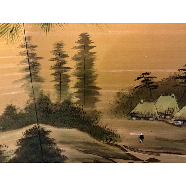 Vintage Japanese Hand‑Painted Landscape Byōbu Screen, Signed For Sale - Image 12 of 12