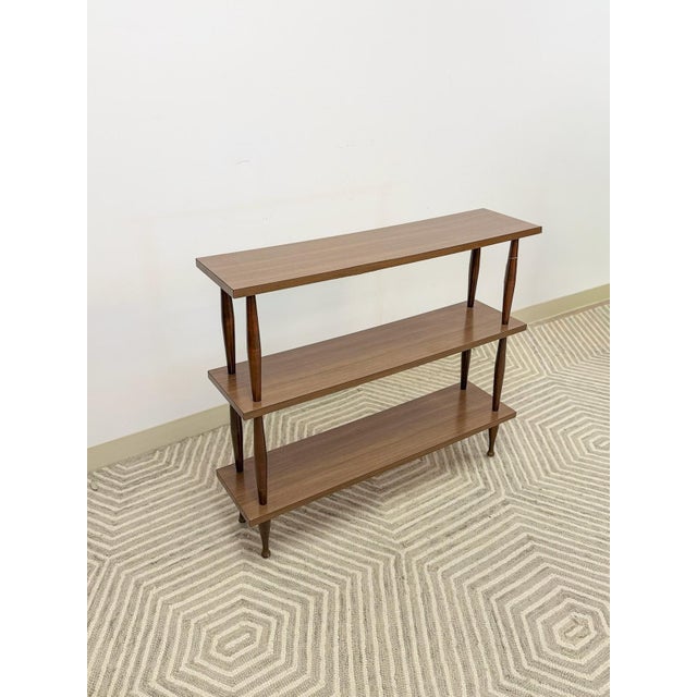 Mid-Century Modern Vintage 3-Tier Shelf Small Mid-Century Bookcase Display For Sale - Image 3 of 11