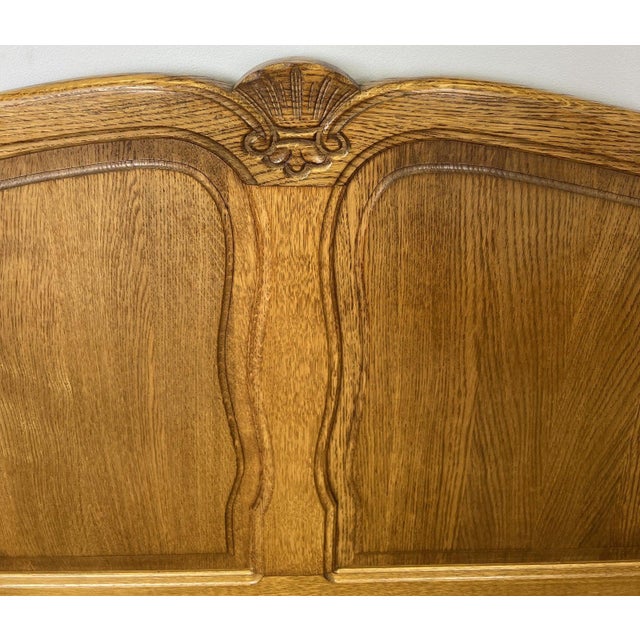 Gold Vintage Louis French Oak Double Bed Frame with Carved Headboard For Sale - Image 8 of 10