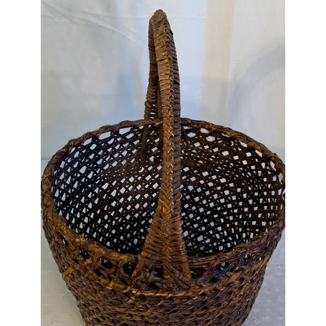 American Antique Primitive Gathering Basket For Sale - Image 3 of 11