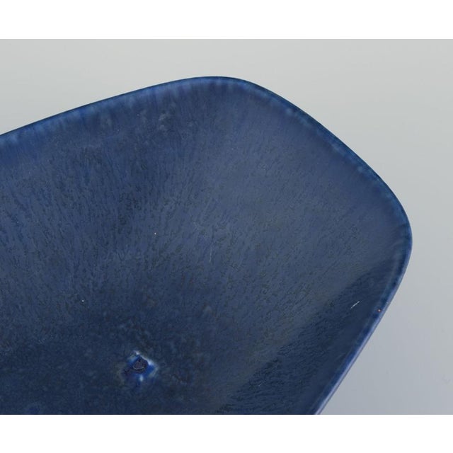Carl-Harry Stålhane Oblong Dish of Stoneware with Blue Glaze by Carl Harry Stålhane for Rörstrand For Sale - Image 4 of 9