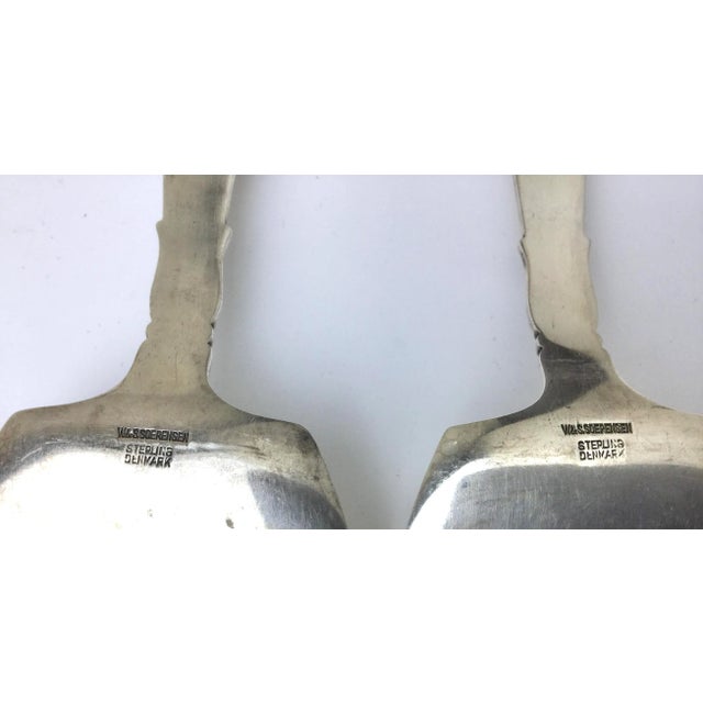 1940s 1940s Lotus by W&s Soerensen Denmark Sterling Silver Fish Serving Set 2-Piece For Sale - Image 5 of 6