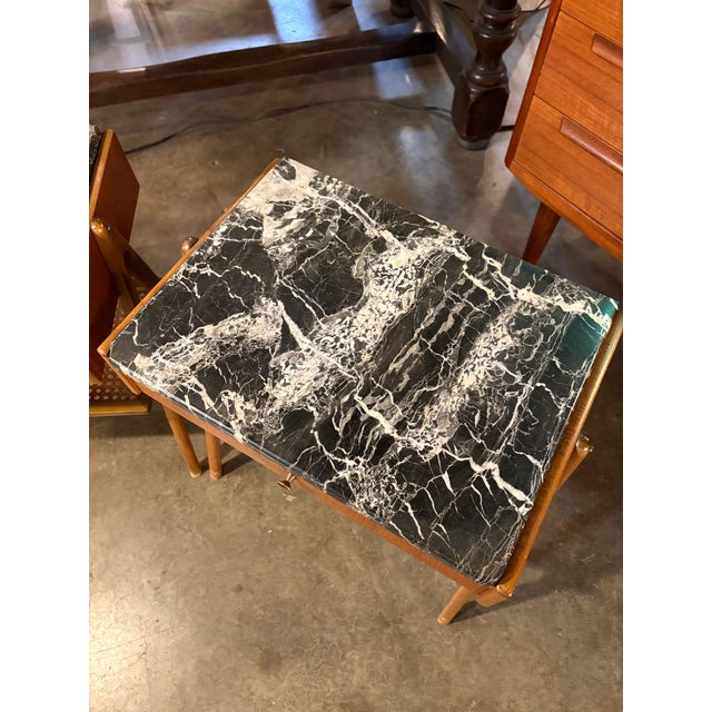 Sienna Danish Teak Mid Century Marble Top Nightstands a Pair For Sale - Image 8 of 11