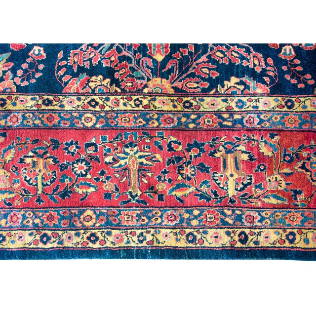 Navy Blue Early 20th Century Persian Sarouk Mohajeran Rug For Sale - Image 8 of 14