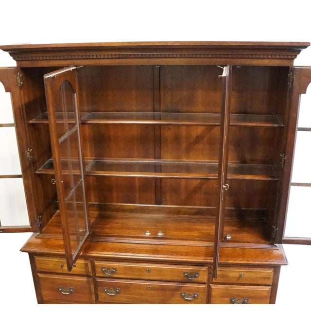 Late 20th Century Mount Vernon Furniture Co. Solid Cherry Traditional Style 62" Buffet W. China Cabinet 100-560 For Sale - Image 5 of 13