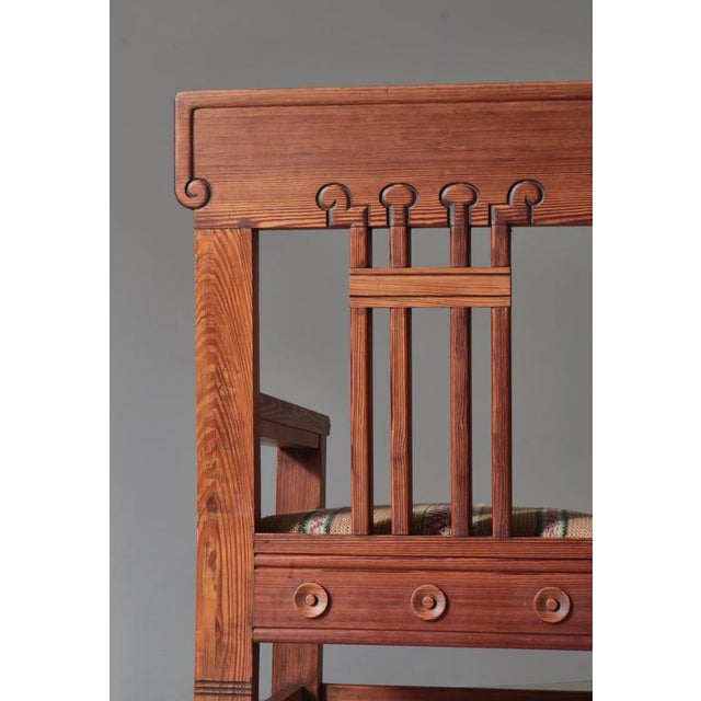 Brown Art Nouveau Pinewood Artist´s Chair by Siegfried Wagner & Jens Peter Dahl-Jensen, Denmark, 1910s For Sale - Image 8 of 18