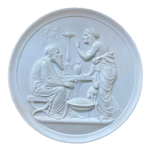 Large Antique 19th Century Bing & Grondahl Parian Bisque Neoclassical Wall Plaque Symbolizing Old Age or Winter From the Four Seasons