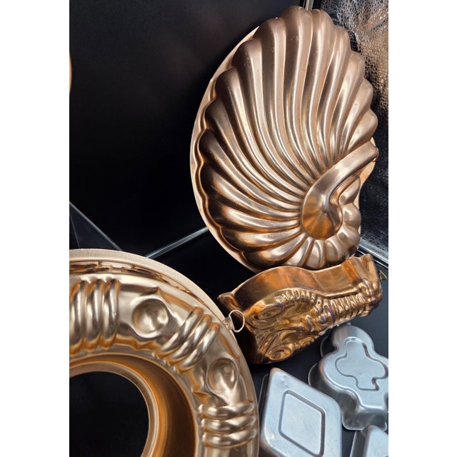 Copper Vintage Large Copper and Miniature Aluminum Mold/Wall Deco Collection Set of 17 For Sale - Image 8 of 18