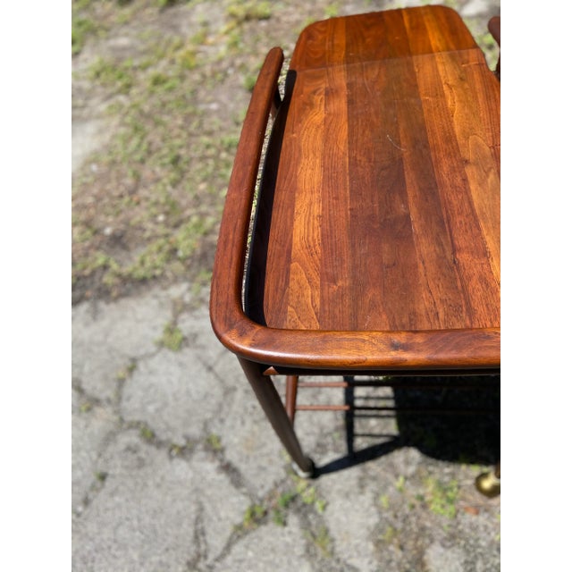 Brown Mid Century Modern Drop-Leaf Rolling Dry Bar | in Style of Arthur Umanoff For Sale - Image 8 of 12