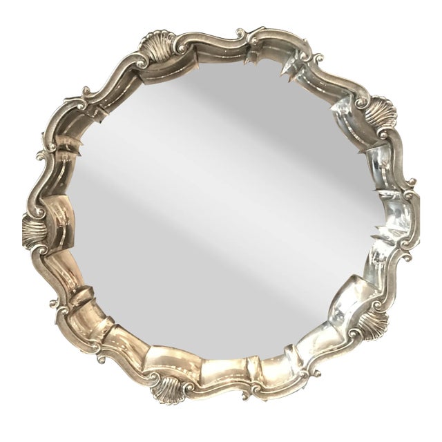 1950s 800 Italian Silver Scroll & Shell Border Tray For Sale